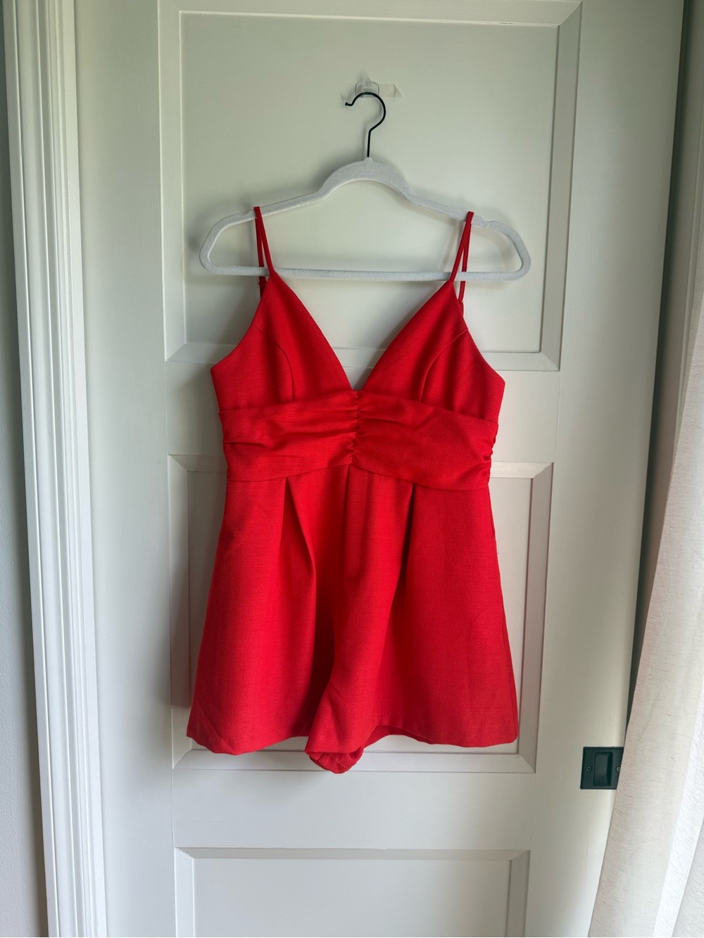 glam Red V-Neck Spaghetti-Strap Romper